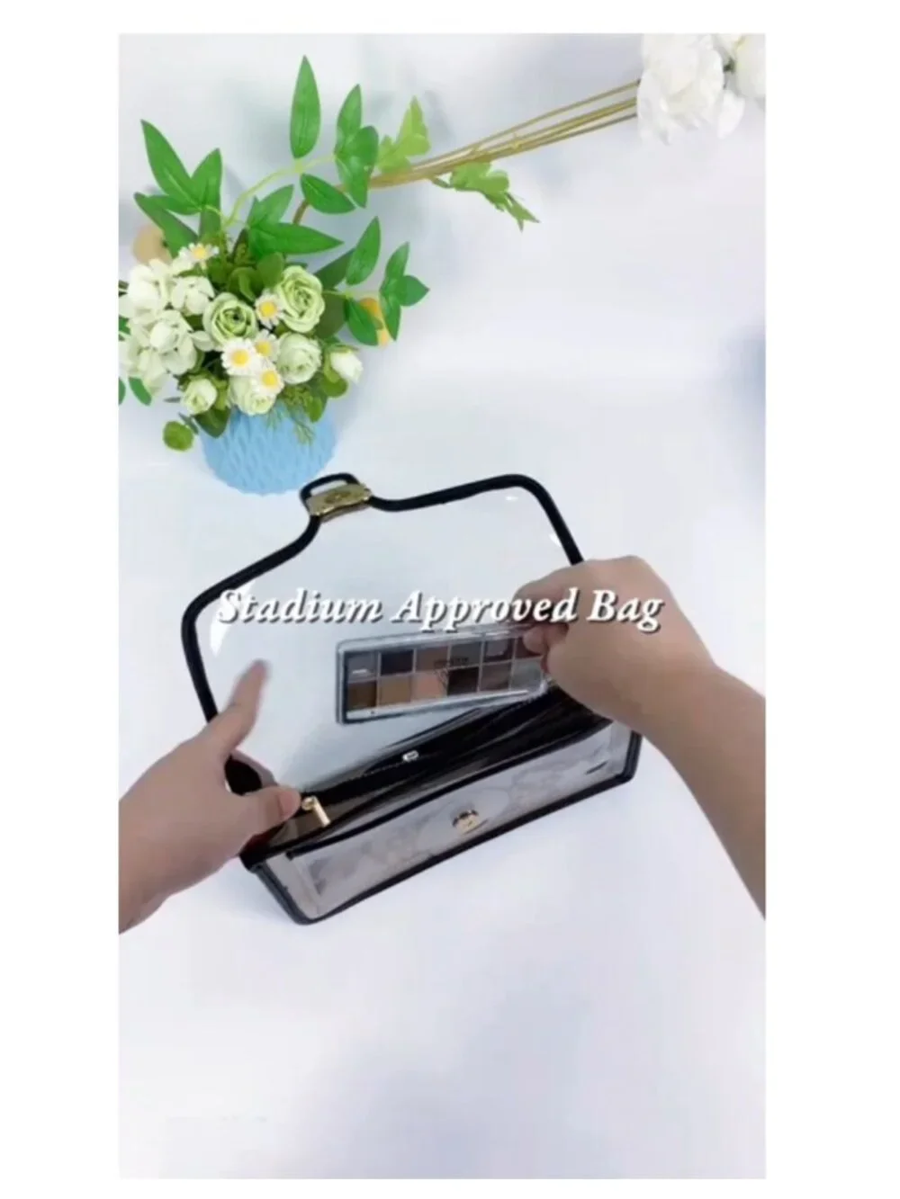 Clear Crossbody Bag Women Stadium Approved Vegan Leather Shoulder Purse with 2